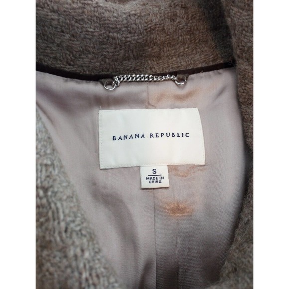 Banana Republic 100% Wool Beige Brown Taupe Pea Coat S Minimalist Solid Jacket - Picture 7 of 11